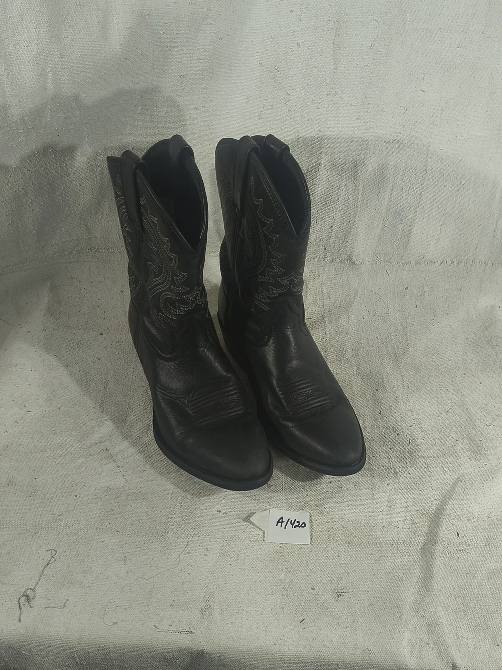Black Kids Size 5 M Western-Inspired Leather Slip On Boots By Durango